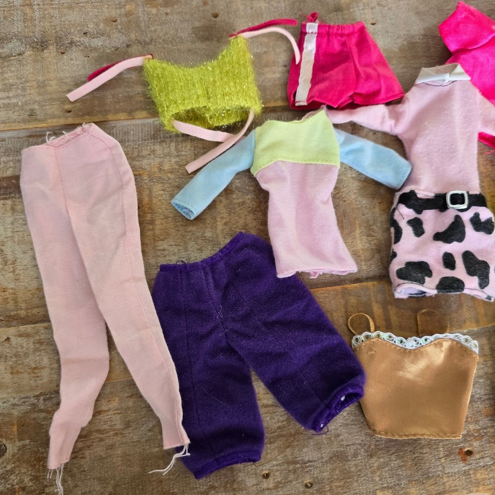 Vintage Barbie Doll Clothes Lot 90s Y2K Cow Print Neon Pink Jacket 11pc Outfits
